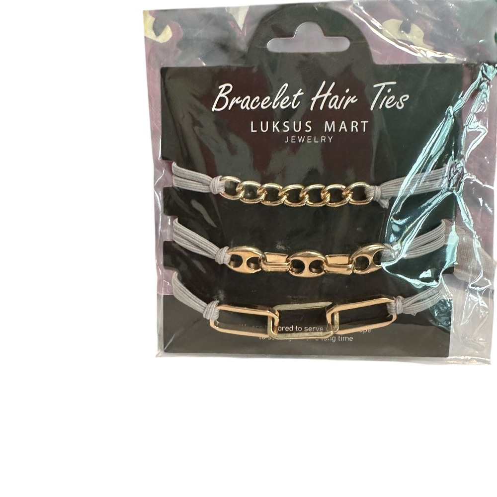 Luksus Mart Gold Chain Bracelet‎ Hair Ties Ponytail Holders Set of 6 New